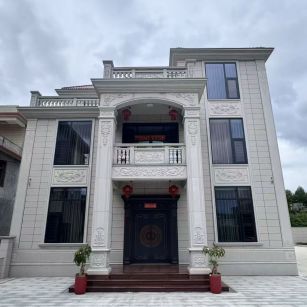 河南 芝麻白石材别墅干挂案例展示