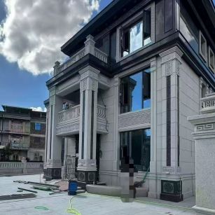 河南 别墅干挂，芝麻白与芝麻黑完美配合