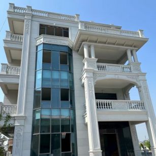 河南 芝麻白花岗岩别墅外墙干挂效果展示