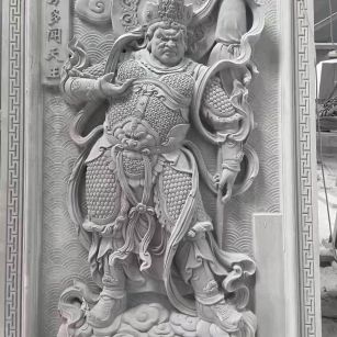 河南 芝麻灰花岗岩人物雕刻——多闻天王