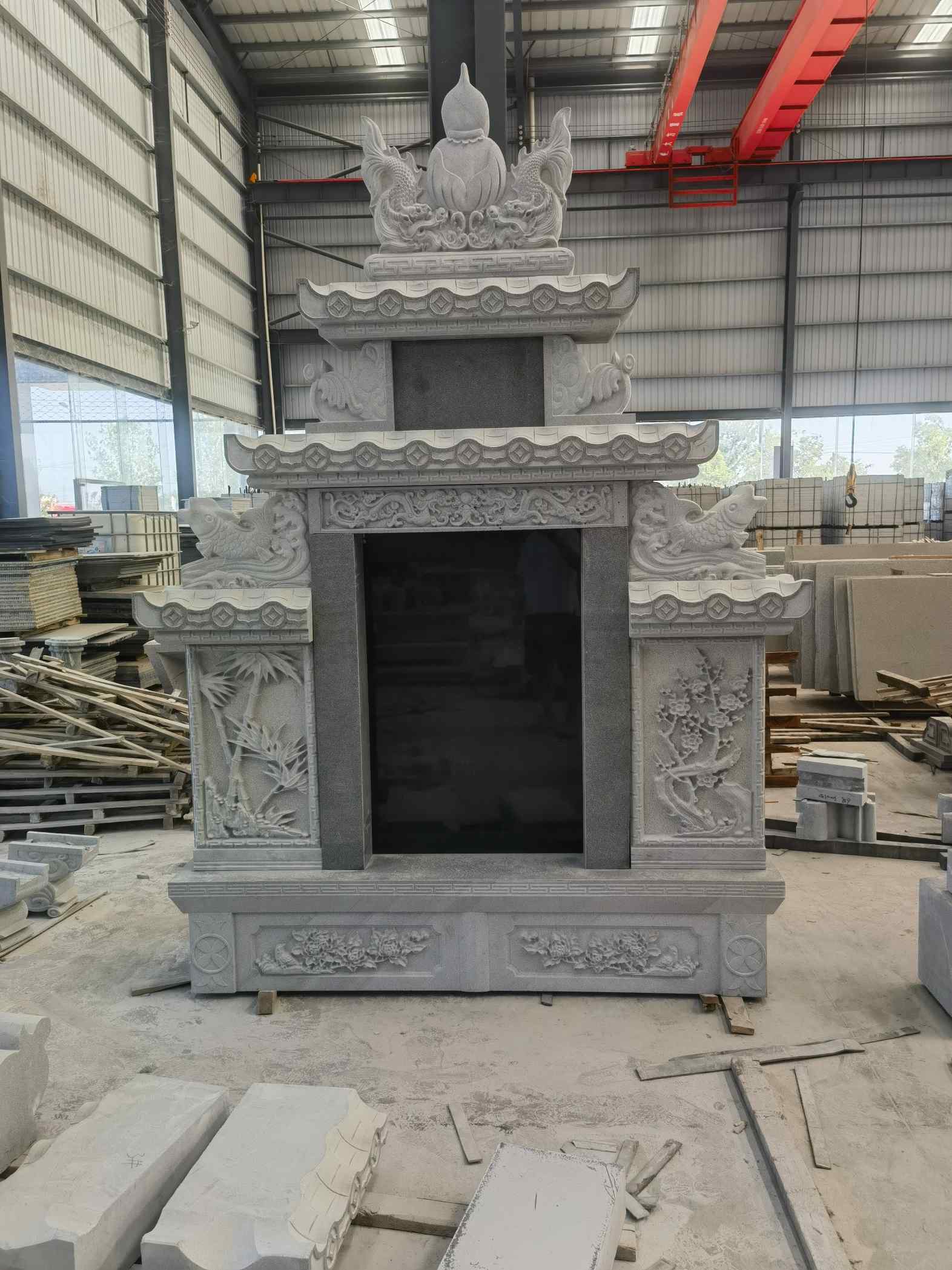 河南 芝麻灰高档墓碑、土墓，一套也支持定做