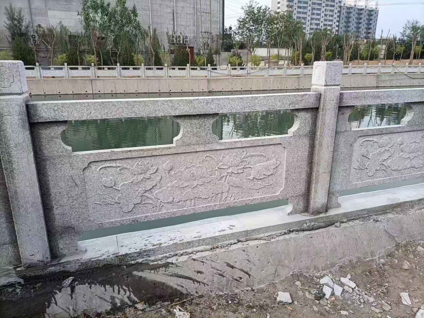 河南 芙蓉白大花桥梁、河道，石材栏杆、围栏、护栏